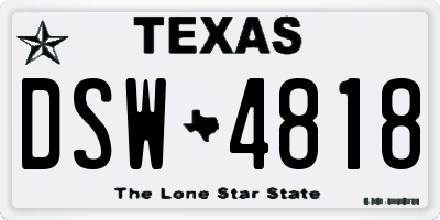 TX license plate DSW4818