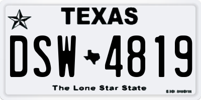 TX license plate DSW4819