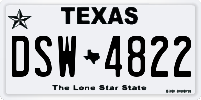 TX license plate DSW4822