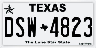 TX license plate DSW4823