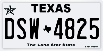 TX license plate DSW4825