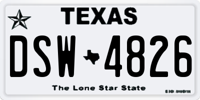 TX license plate DSW4826