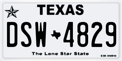 TX license plate DSW4829