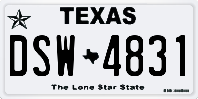 TX license plate DSW4831