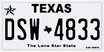 TX license plate DSW4833