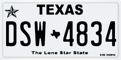 TX license plate DSW4834
