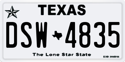 TX license plate DSW4835