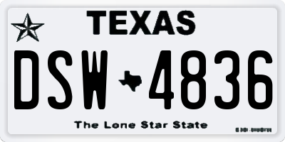 TX license plate DSW4836