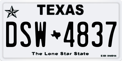 TX license plate DSW4837