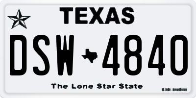 TX license plate DSW4840