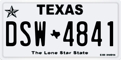 TX license plate DSW4841
