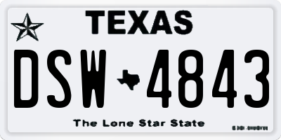 TX license plate DSW4843