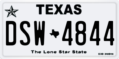 TX license plate DSW4844