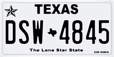 TX license plate DSW4845