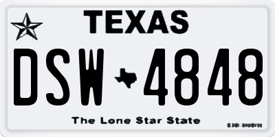 TX license plate DSW4848