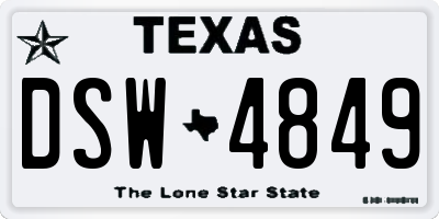 TX license plate DSW4849