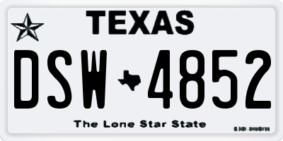 TX license plate DSW4852