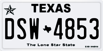 TX license plate DSW4853