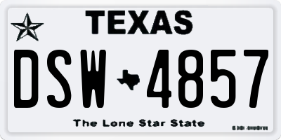 TX license plate DSW4857