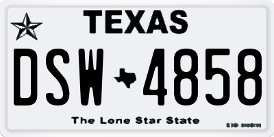 TX license plate DSW4858