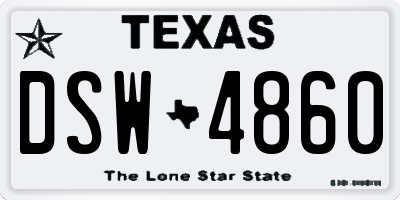 TX license plate DSW4860