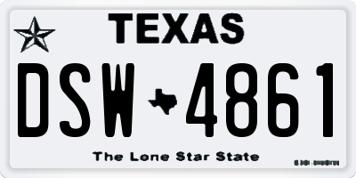 TX license plate DSW4861