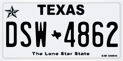 TX license plate DSW4862
