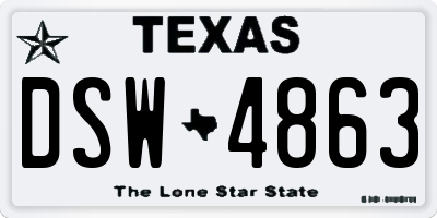 TX license plate DSW4863