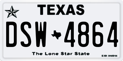 TX license plate DSW4864