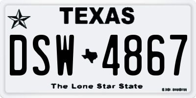 TX license plate DSW4867