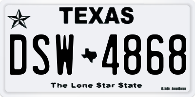 TX license plate DSW4868