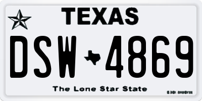 TX license plate DSW4869