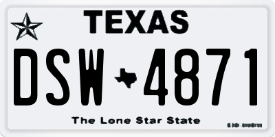 TX license plate DSW4871