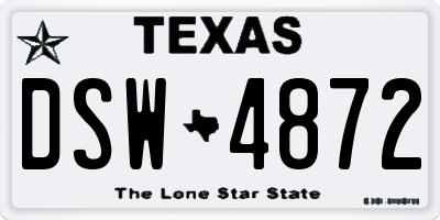 TX license plate DSW4872