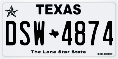 TX license plate DSW4874