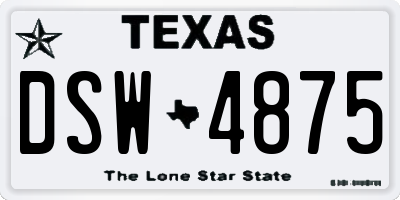 TX license plate DSW4875