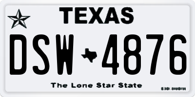 TX license plate DSW4876