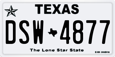 TX license plate DSW4877