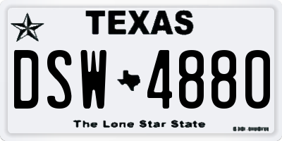 TX license plate DSW4880