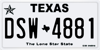 TX license plate DSW4881