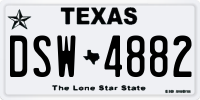 TX license plate DSW4882