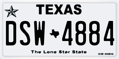 TX license plate DSW4884