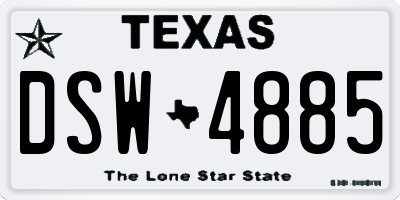 TX license plate DSW4885