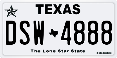 TX license plate DSW4888