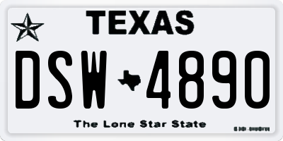 TX license plate DSW4890