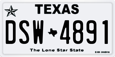 TX license plate DSW4891