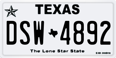TX license plate DSW4892