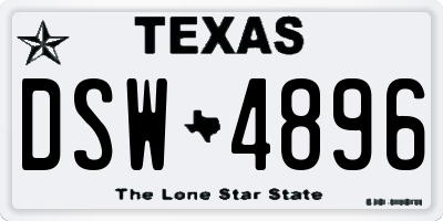 TX license plate DSW4896