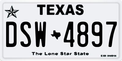 TX license plate DSW4897