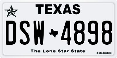 TX license plate DSW4898